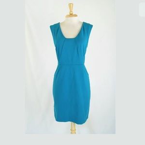 Ann Taylor Teal Seamed Ponte Knit Sheath Dress